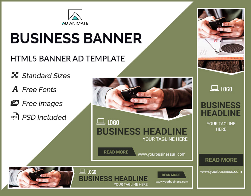 Business Banner (BU005) Multipurpose Business ad banners Clean ads