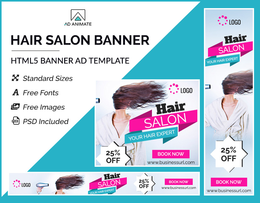 Hair Salon Ad banner template
